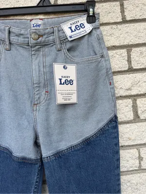 Lee Two-Tone High-Rise Flare Jeans — Light Blue & Dark Blue thumbnail 9