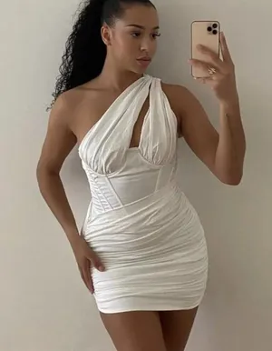 HOUSE OF CB Clementine Cut Out Mini Dress in White Size X-Small thumbnail 3