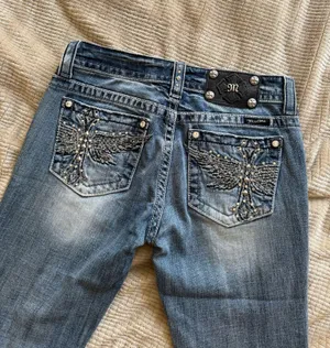 Miss me Jeans 27 skinny light wash angel wings thumbnail 1