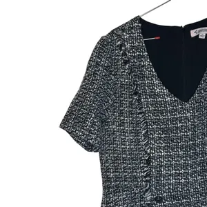 Nanette‎ Lepore Women's Dress Tweed Fringe Sheath Knee Length Black White 10 NWT thumbnail 3