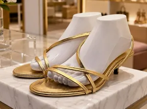 Zara Gold Leather Slingback Kitten Heel Sandals Special Occasion Event‎ Chic 10 thumbnail 1