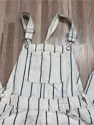 Universal Thread White Overalls with Blue Pinstripes Women’s Size XS (0) thumbnail 2