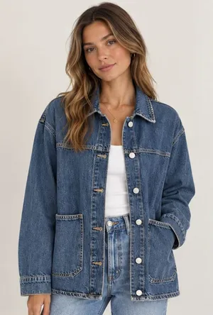 ZARA Denim Oversized Overshirt w Pockets Small thumbnail 1
