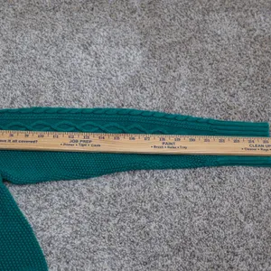 GAP Cable Knit Fisherman Crewneck Sweater Jewel Green‎ Raglan Women's M Cotton thumbnail 10