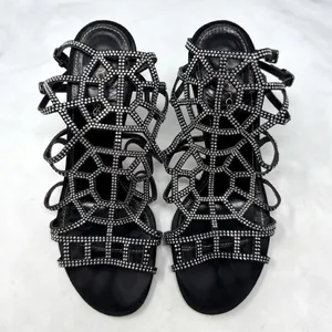 Sergio Rossi Vintage Y2K Studded Spider Web Strappy Sandal Heels Black Widow 36 thumbnail 6