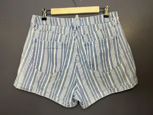 PacSun Mom Denim Shorts Womens 29 Blue Striped High Rise Cuffed Casual thumbnail 2