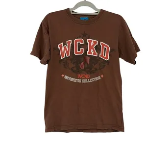 Vtg Y2K Wckd Graphic Tee Womens Top Sz Small Grunge Indie Street Brown Retro USA thumbnail 2