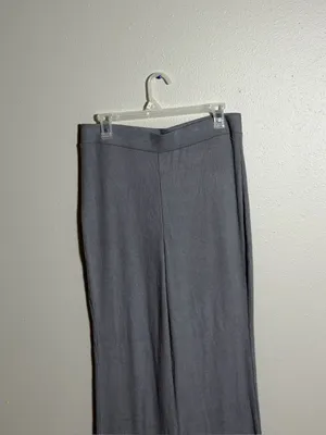 Express Columnist Women Ribbed Knit Wide-Leg Gray‎ Pants Pull On Elastic Waist M thumbnail 2