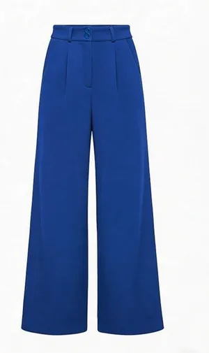 Royal Blue Pleated Wide Leg Trouser Pants XL thumbnail 1