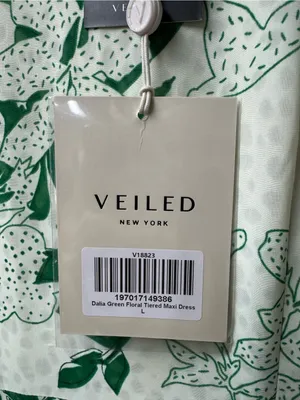 Veiled Collection Dalia Floral Tiered Maxi Dress Long Sleeve Green Large NEW NWT thumbnail 7
