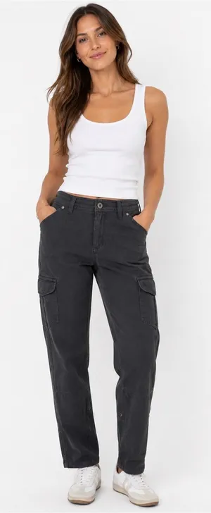 KUHL Womens 6 Regular Dark Grey Cargo Hiking Pants Roll Tab Outdoor Stretch thumbnail 1