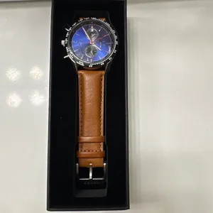 NAVIFORCE Men’s Chronograph Watch Brown Leather Strap Blue Dial – New with Box thumbnail 3