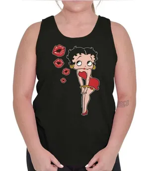 Betty Boop Cherry Black Tank Top With Cartoon Graphic M thumbnail 1