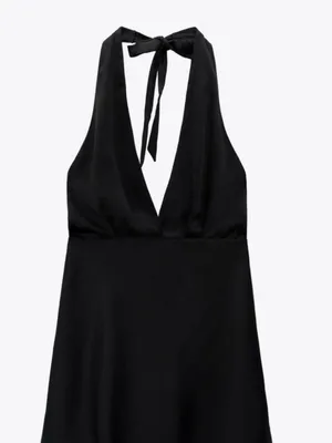 Zara Blogger Favorite Satin Effect Black Dress Small thumbnail 2
