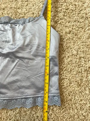 Aerie Blue Satin Like Lace Tank thumbnail 4
