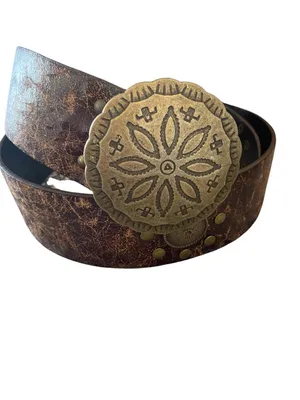 Vintage Y2K Boho Western Concho Distressed vegan Leather Contour Hip Slouch Belt thumbnail 5