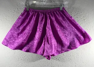 3193 | Vintage 90s Victoria's Secret Satin Jacquard Tap Shorts Purple Floral S thumbnail 1