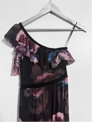 Fuzzi Tulle One Shoulder Floral Maxi Dress thumbnail 3