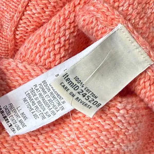 L.L.Bean Cotton Knit Cardigan Sweater Womens M Orange Marbled Layering Preppy thumbnail 7