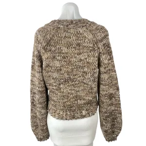 Z Supply Este Women's Brown Long Sleeve Button Down Crop Cardigan Sweater Top S thumbnail 4