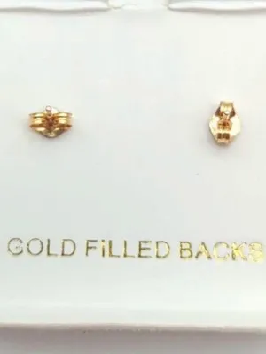 10K Yellow Gold Crystal Encrusted Square Stud Earrings thumbnail 10