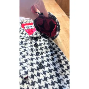 rue21 Womens Houndstooth Double Breasted Pea Coat Black White Wool Blend XL‎ thumbnail 6