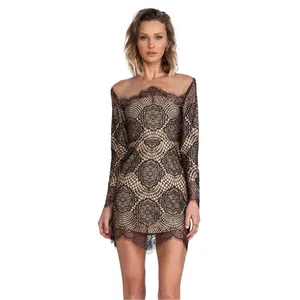 For Love & Lemons Grace Dress in Black Nude Mesh Lace size Medium $285 thumbnail 2
