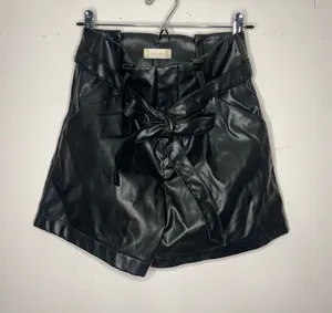 Altar'd State black faux leather shorts with tie waist thumbnail 1