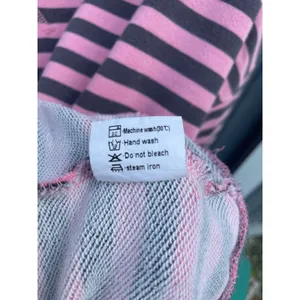 Unbranded Pink Grey Striped Sweatshirt Green Trim‎ French Terry Crewneck Large thumbnail 4