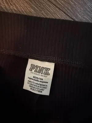 PINK Victoria's Secret Black Ribbed Flared Pants size Medium thumbnail 2