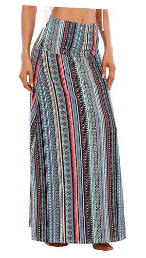 Zando NWT Boho Aztec Maxi Skirt Size Medium Tribal Print High Waist thumbnail 1