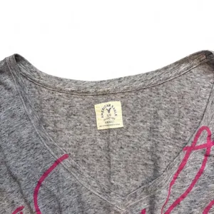 American Eagle Vintage T Burnout Tee Gray Pink Y2K 2000s Deep V Neck thumbnail 2