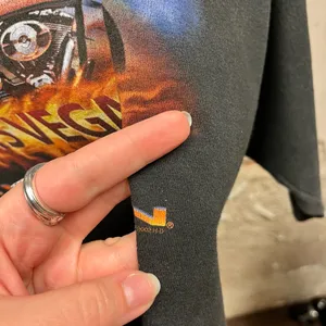 Harley Davidson Vintage Y2K Black Las Vegas Eagle Graphic Flame Biker Tee 2XL thumbnail 4