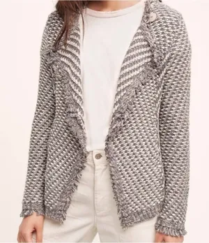 Anthropologie Angel of the North Tipperary Knit Sweater Jacket‎ Gray Small EUC thumbnail 1