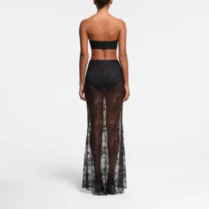 Skims ultra fine lace long women's skirt M Onyx NWT ( SOLD OUT) thumbnail 6