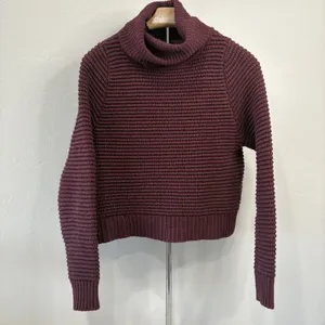 Madewell Knit Sweater Size XXS Red Burgundy Wool‎ Blend Side Button Turtleneck thumbnail 2