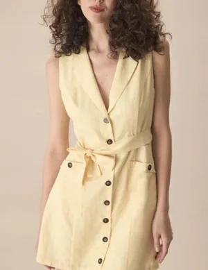 RIHOAS The Yellow Lapel Sleeveless Belted Mini Dress 3 thumbnail 3
