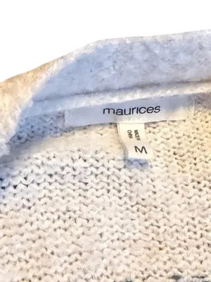 Maurices Cream Long Length Cardigan Sweater Open Front Tribal Fair Isle Medium thumbnail 2