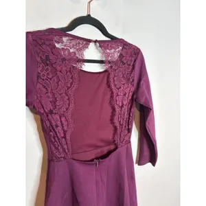 Lulus burgundy lacy open back skater dress thumbnail 6
