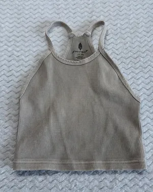 FP Movement Womens Ribbed High Neck Racerback Active Tank Top Tan XS/S thumbnail 1