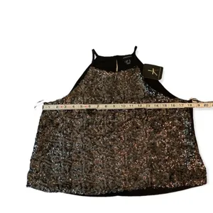 Y2K Party Glam Atmosphere Black Silver Sequin Halter Tank Top NWT Size M 8 thumbnail 7