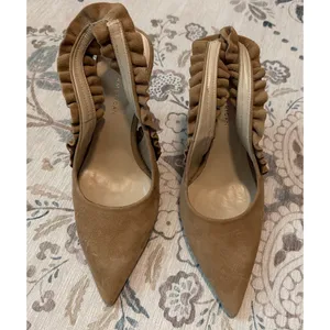 Good American The Show Off Slingback Pump Heel GA029S-E Suede Nude Size 8 thumbnail 4