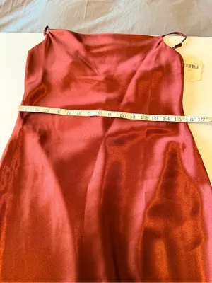 Altar'D State Carlotta dress, midi length satin slip dress, maroon, size S NWT thumbnail 9