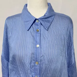 Zara Wrinkled Drawstring Waist Striped Shirt 4387/042/044 Blue White Size XL thumbnail 9