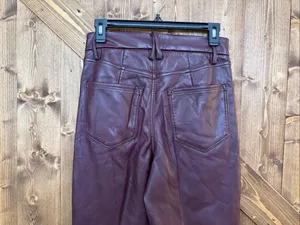 Good American Women’s Faux Leather Straight Leg Pants Burgundy READ Size 6/28 (9 thumbnail 7