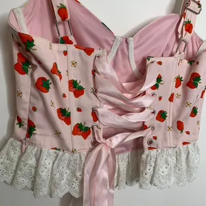 DollsKill Strawberry Shortcake Meadow Greeting Corset Top Strawberry Medium thumbnail 4