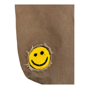 Urban Outfitters Smile Patch Distressed Canvas Brown Tote Bag thumbnail 5