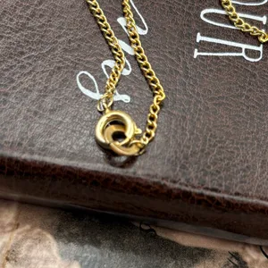 Elegant Vintage 1970s Gold Tone Tigers Eye Pendant Necklace 17” thumbnail 5