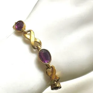 Vintage Avon purple and gold tone infinity link bracelet thumbnail 3
