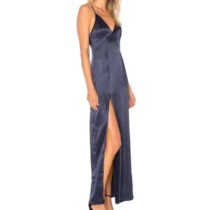 REVOLVE Privacy Please Navy Satin Slit Maxi Formal Dress thumbnail 3